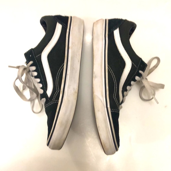 Vans 6.5 Black Old Skool Shoe White Sidestrip stitch Suede & canvas very good - Picture 5 of 9
